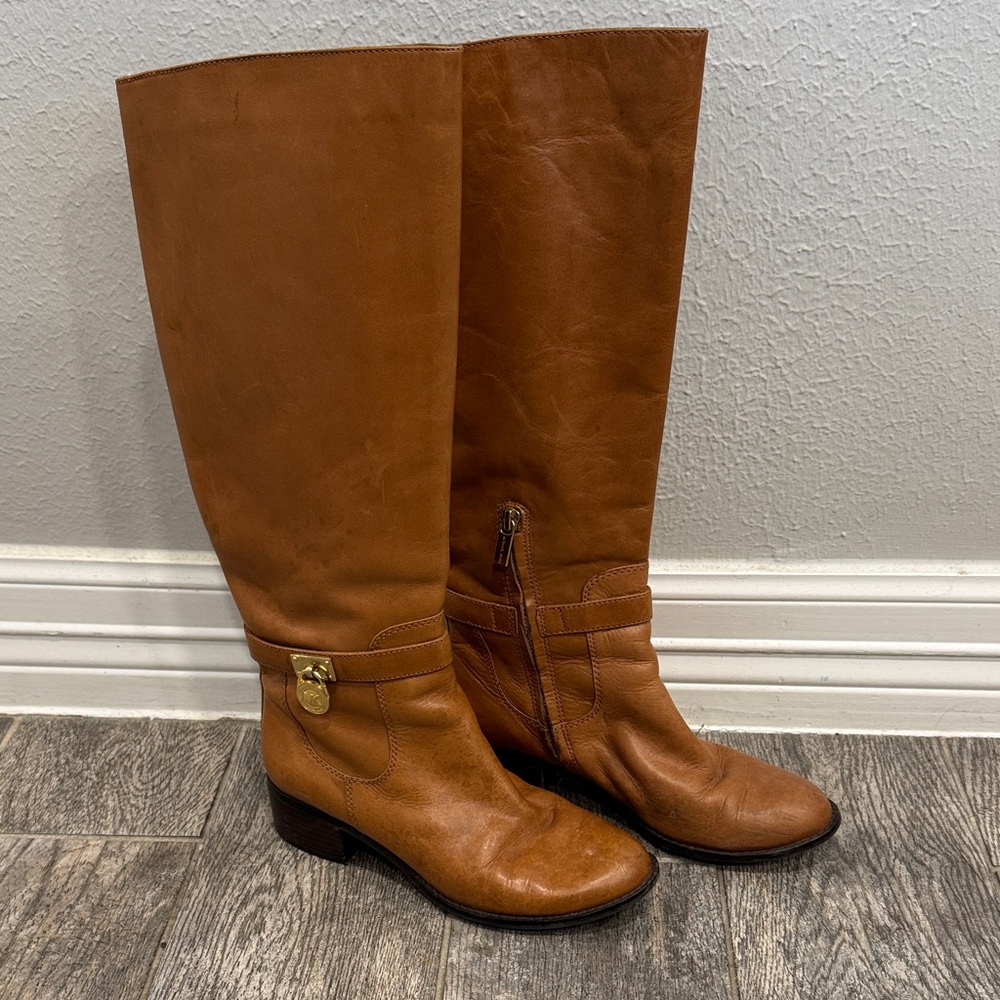Michael Kors Tan Leather Riding Boots